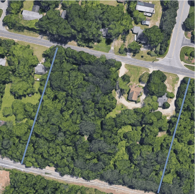 Rear view of Masjid property. Property boundary is between the blue lines